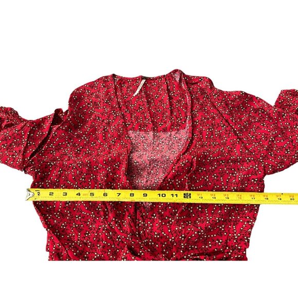 Free People Red Wrap Clara Dress Size M - Picture 7 of 11